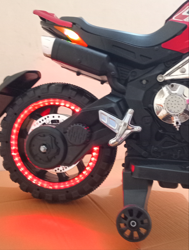 Trail bike for kids, For age 4 to 8 years, Rechargeable battery operated kids bike, music mp3 LED lights, motors big battery. Color red.