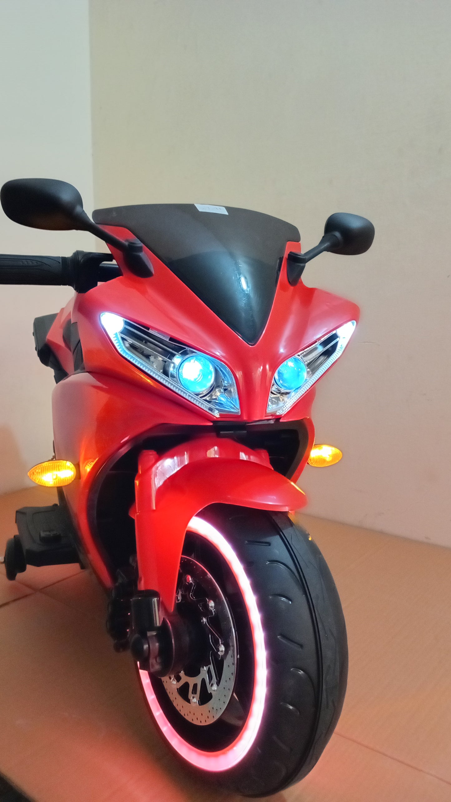 Heavy bike for kids, For age 4 to 8 years, Rechargeable battery operated kids bike, music mp3 LED lights, motors big battery. Color Red.