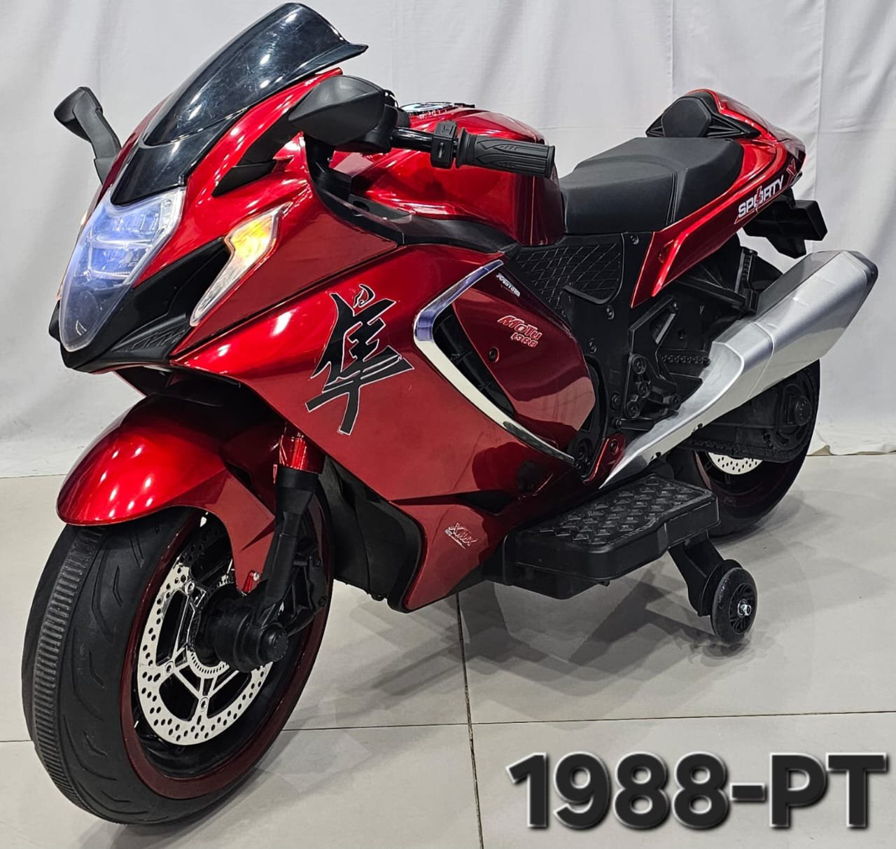 Full-size electric motorbike for kids, high quality.